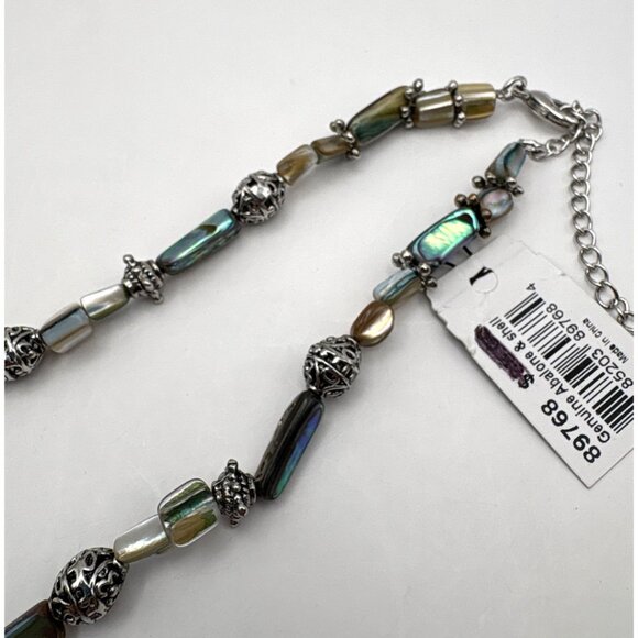 Cookie Lee Abalone Shell Necklace with Silver Tone Bead Accents - Picture 6 of 7